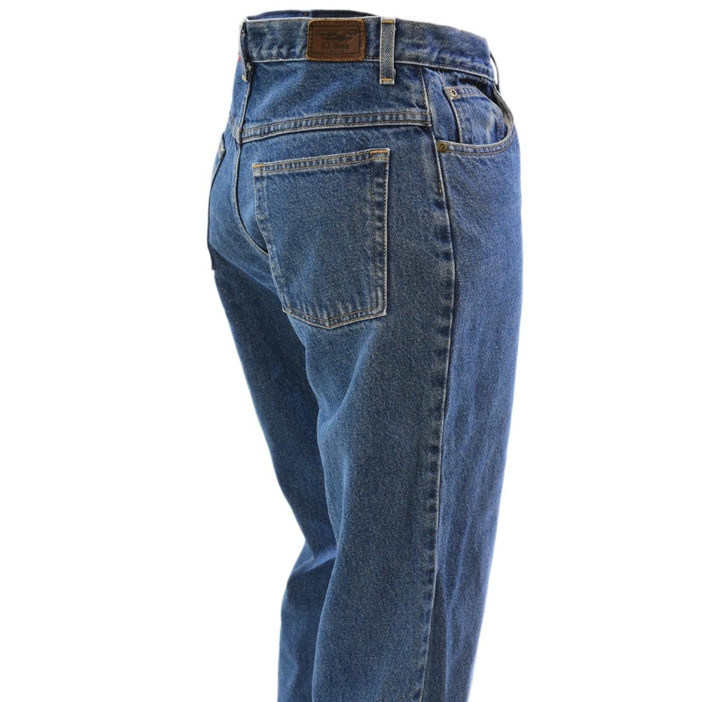 90s Vintage LL Bean Dark Wash Denim Straight Leg Mom Jeans Womens M 8 Preppy - Picture 3 of 4